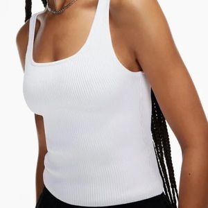 White Babaton sculpt knit square neck top size: xxs